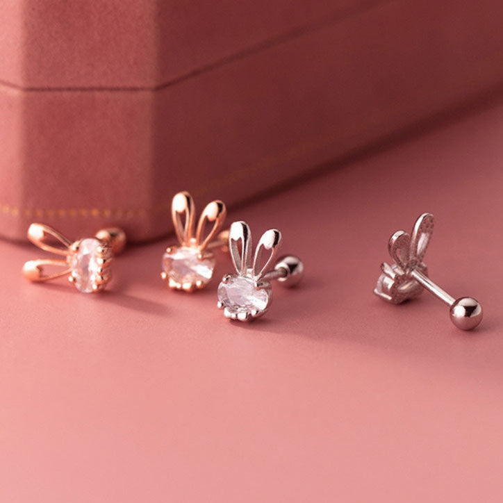 Aretes Conejo Radiante (plata 925) [prt-130]