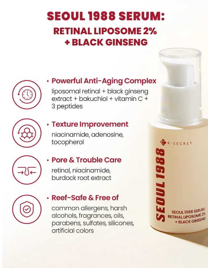 KSECRET - SEOUL 1988 Serum Facial – Retinal Liposome 2% + Ginseng Negro (30ml) [prt-195]
