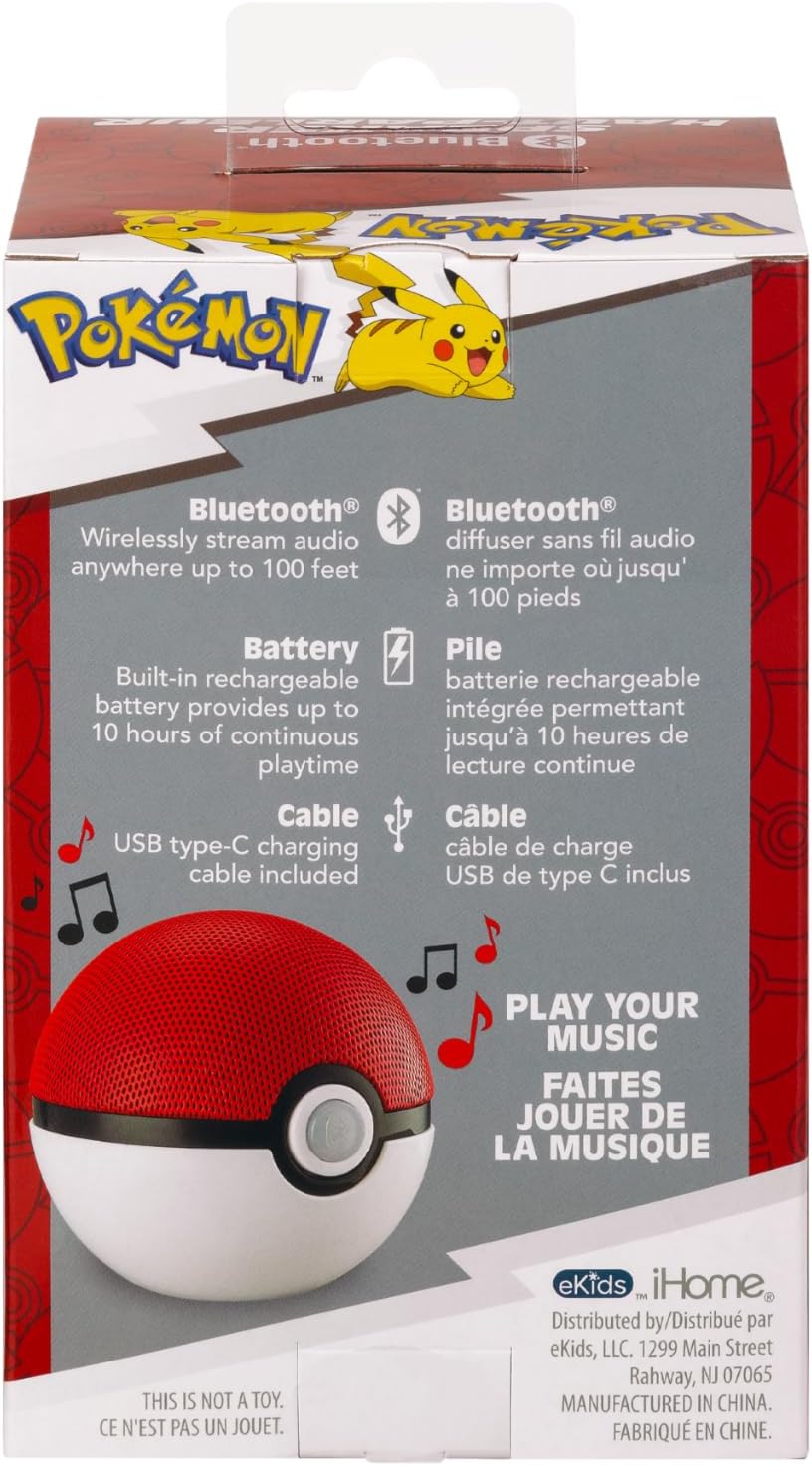 eKids - Altavoz Speaker Bluetooth Pokemon Pokeball | Inalámbrico, c/ Batería Recargable y Portátil [prt-197]