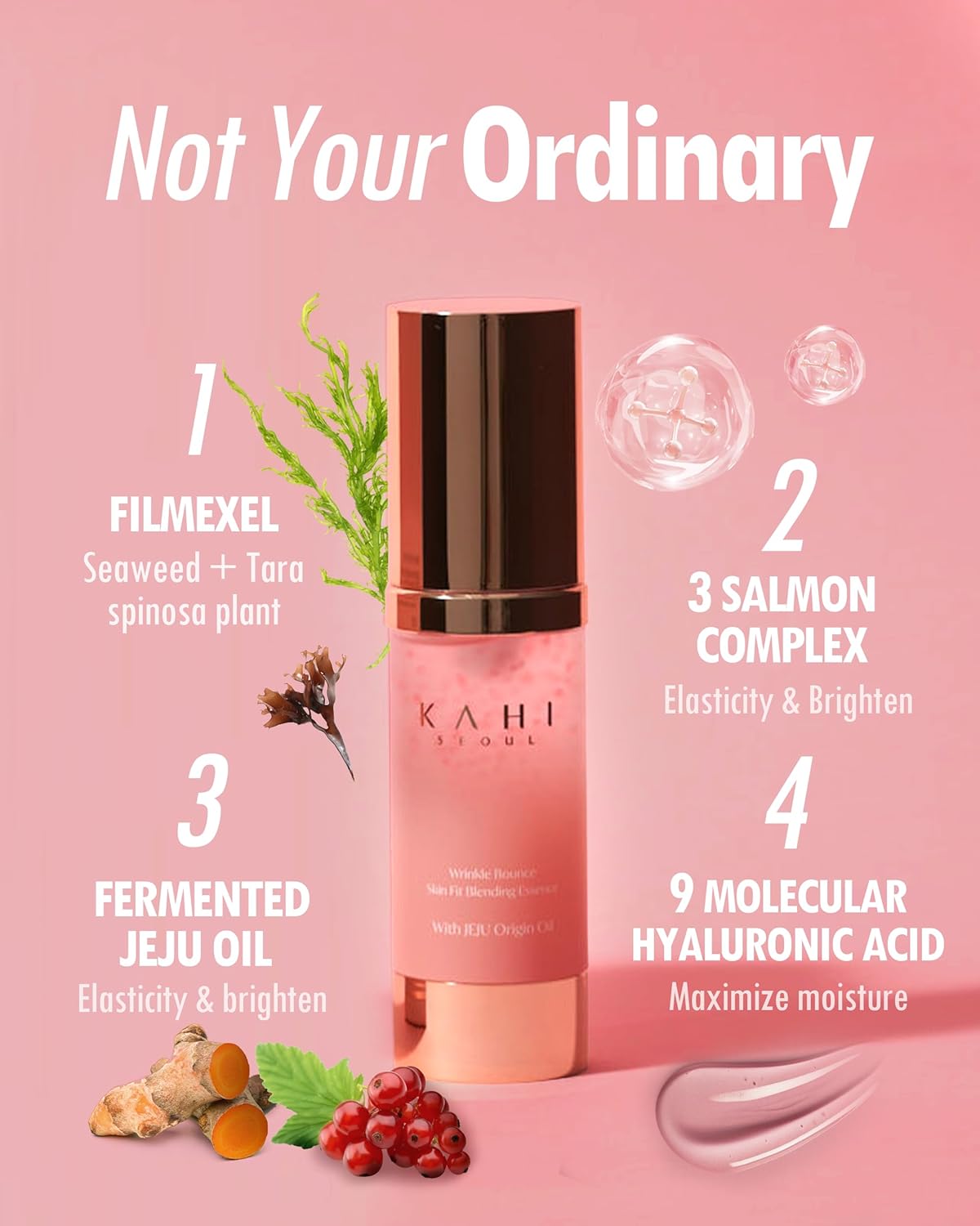 KAHI Wrinkle Bounce Skin Fit Blending Korean Essence - Hidratante Facial Diario para Piel Seca y Mixta | Esencia Hidratante para el Cuidado Facial para Mujeres y Hombres (30 ml)
