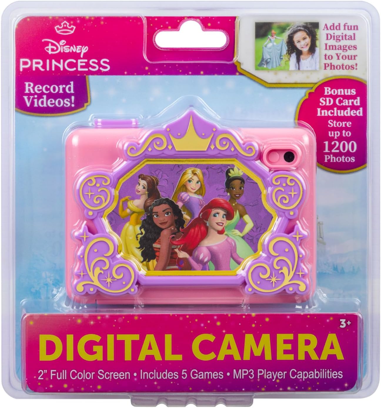 Cámara Digital Disney Princess Para Niños c/ Tarjeta SD, Video y Stickers [prt-196]