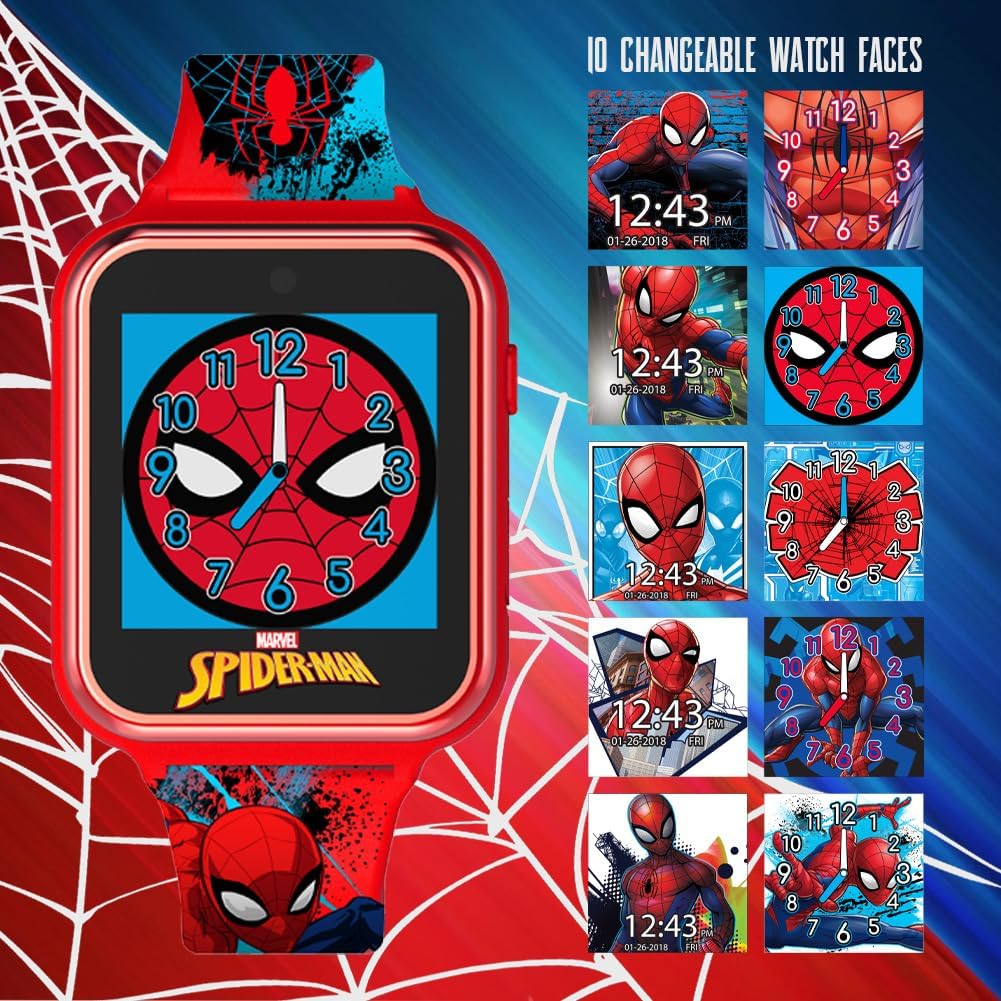 Marvel Spiderman – Reloj Inteligente para Niños con Pantalla Táctil, Cámara y Juegos