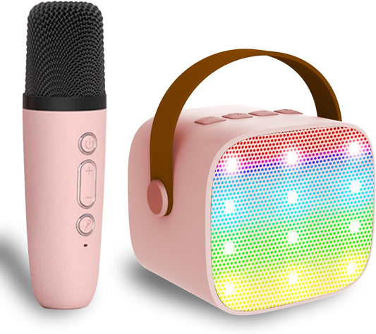 Mini Máquina de Karaoke Portátil con Micrófono Inalámbrico, Bluetooth 5.3 y Efectos de Voz (Niñas 3–12 años)
