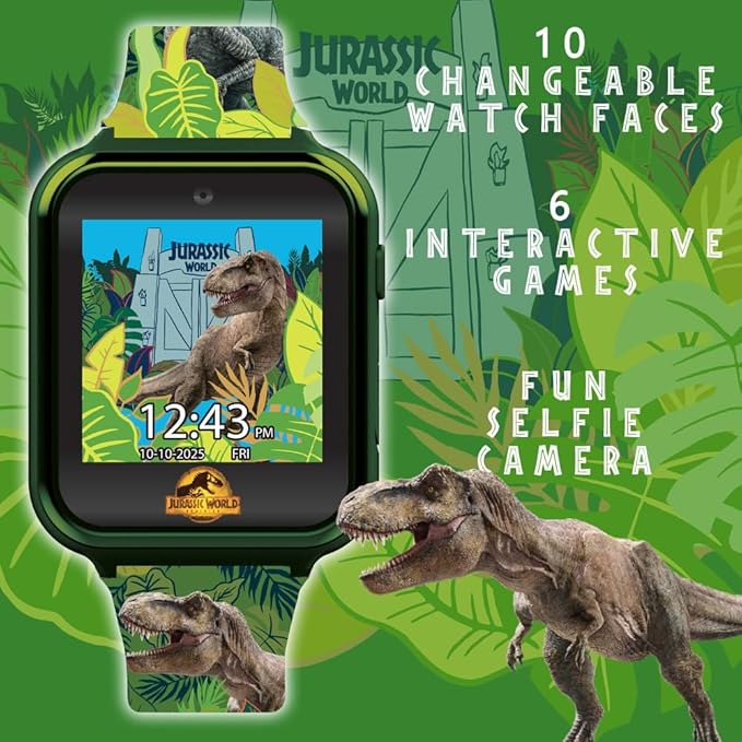 Jurassic World – Reloj Inteligente para Niños con Pantalla Táctil, Cámara, Juegos, Podómetro