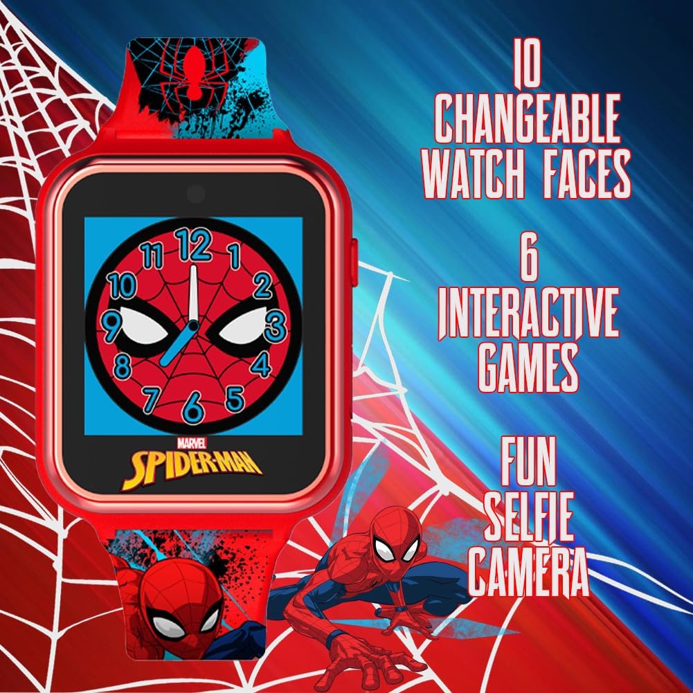 Marvel Spiderman – Reloj Inteligente para Niños con Pantalla Táctil, Cámara y Juegos