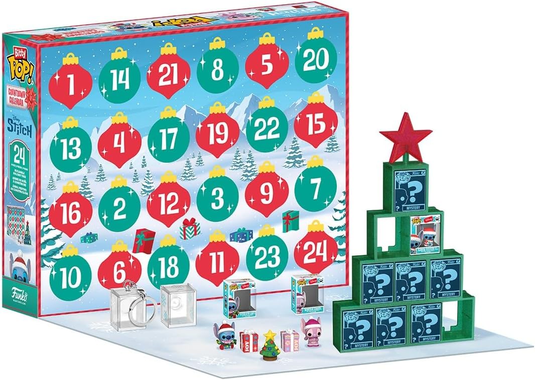 Funko Pop! Stitch Holiday, Calendario de festividades (cuenta regresiva), 24 mini figuras de vinilo Bitty Pop!