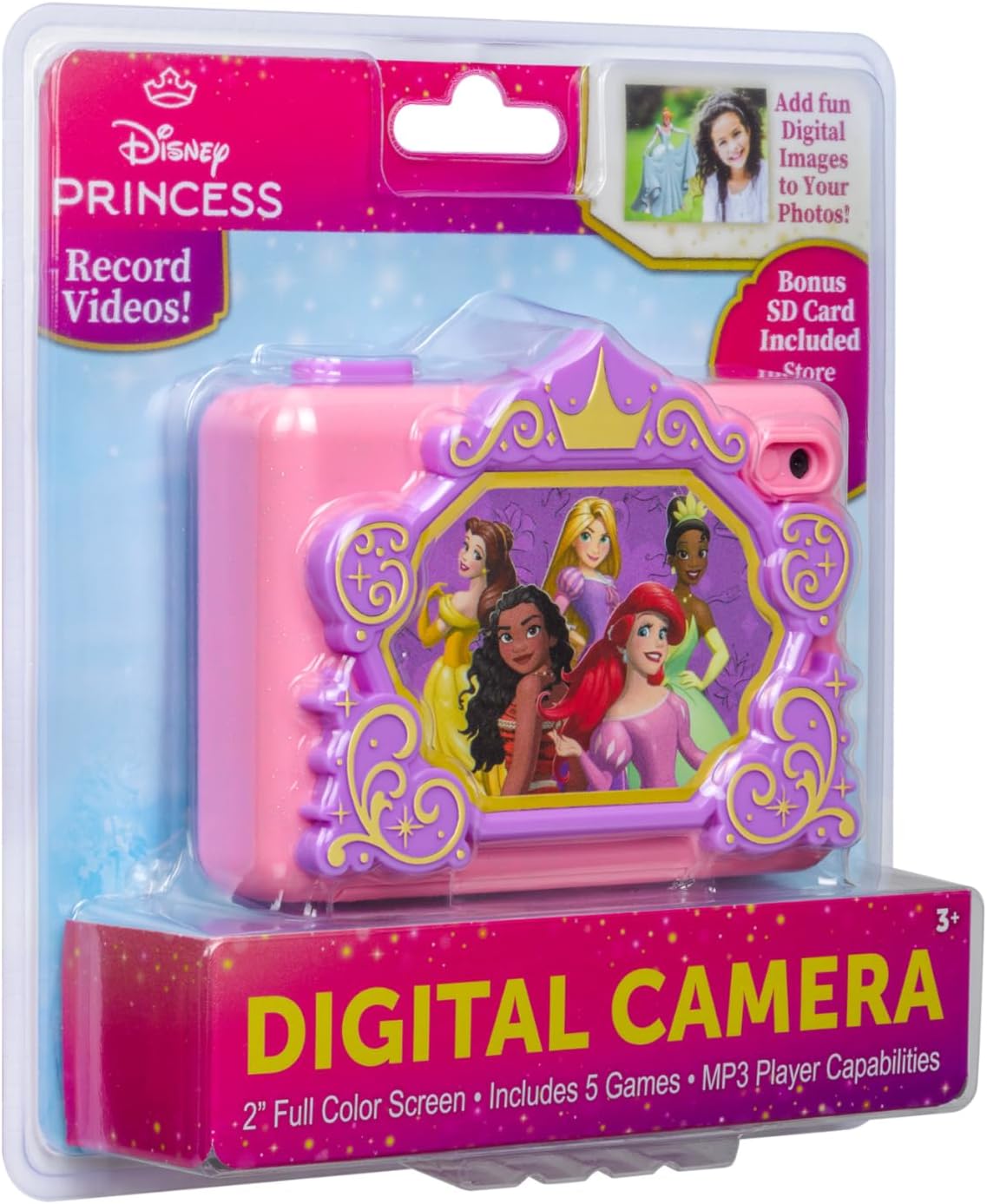 Cámara Digital Disney Princess Para Niños c/ Tarjeta SD, Video y Stickers [prt-196]