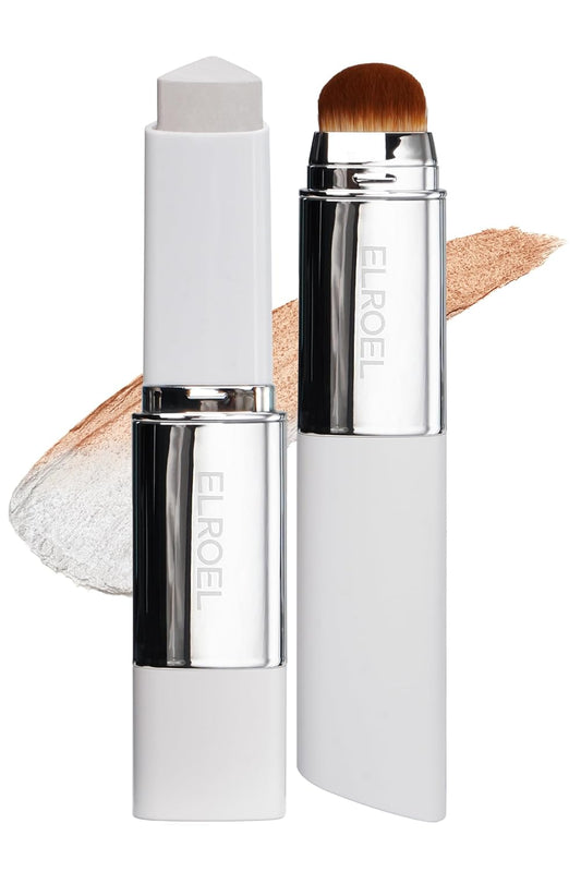 ELROEL - Blanc Cover Cream Stick V White: base de maquillaje coreana en barra con Volufiline, cobertura media a total, acabado luminoso, doble extremo con pincel desmontable (#203 Medium)