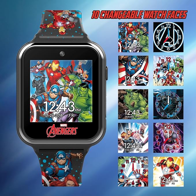 Marvel Avengers – Reloj Inteligente para Niños con Pantalla Táctil, Cámara, Juegos y Podómetro