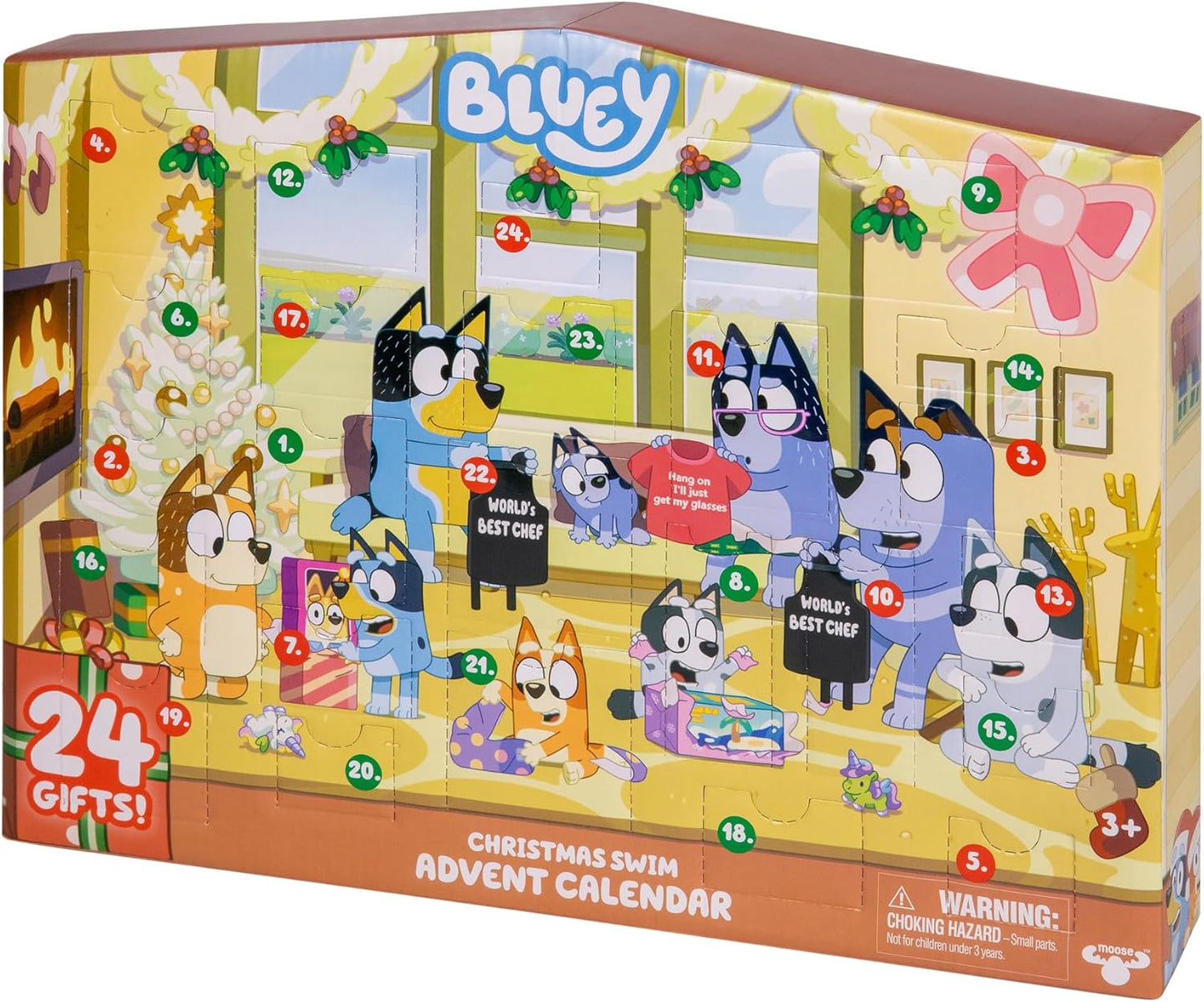 Bluey – Calendario de Adviento de Navidad con Mini Figuras, Accesorios y Calcomanías