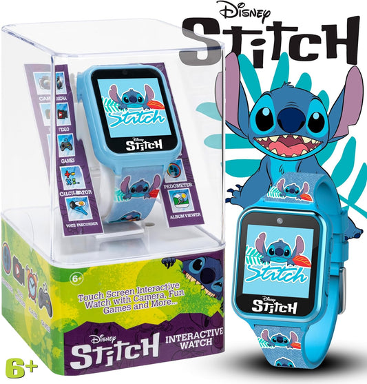 Disney Stitch – Reloj Inteligente para Niños con Pantalla Táctil, Cámara, Juegos, Podómetro y 10 Carátulas
