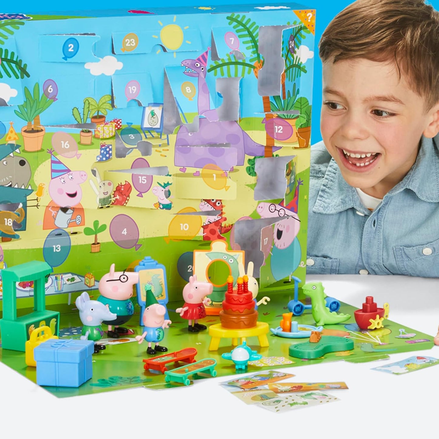 Hasbro - Peppa Pig Calendario de Adviento (George’s Party) con 24 Sorpresas, Figuras y Accesorios (Desde 3 años)
