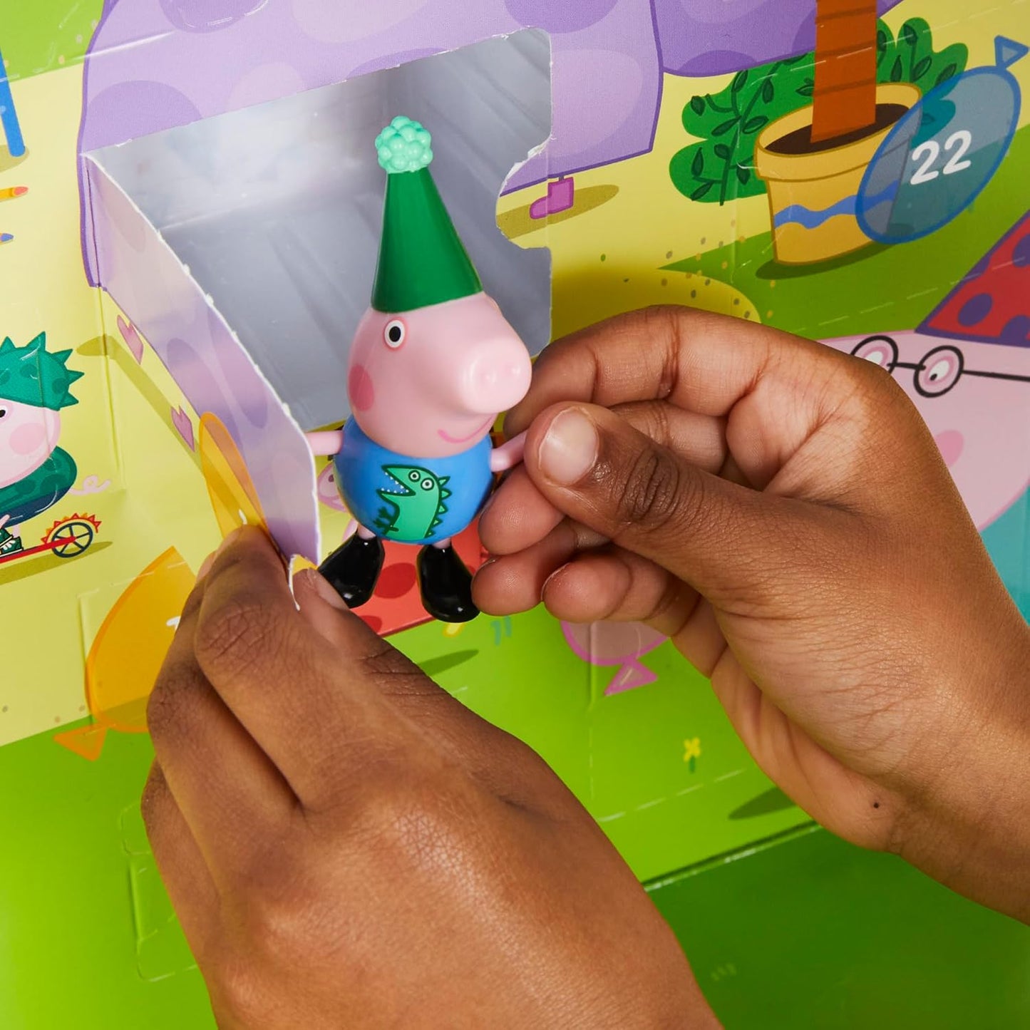 Hasbro - Peppa Pig Calendario de Adviento (George’s Party) con 24 Sorpresas, Figuras y Accesorios (Desde 3 años)