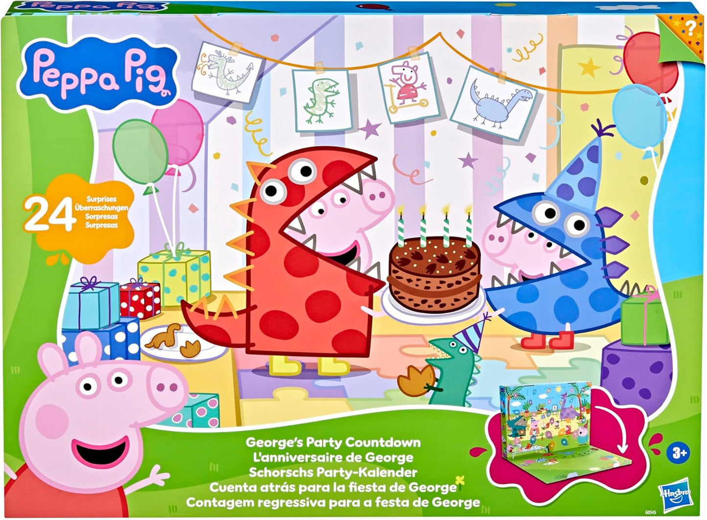 Hasbro - Peppa Pig Calendario de Adviento (George’s Party) con 24 Sorpresas, Figuras y Accesorios (Desde 3 años)
