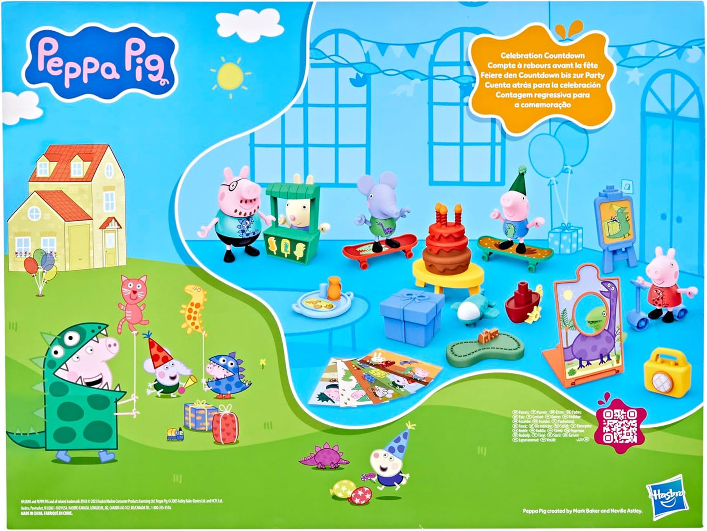 Hasbro - Peppa Pig Calendario de Adviento (George’s Party) con 24 Sorpresas, Figuras y Accesorios (Desde 3 años)