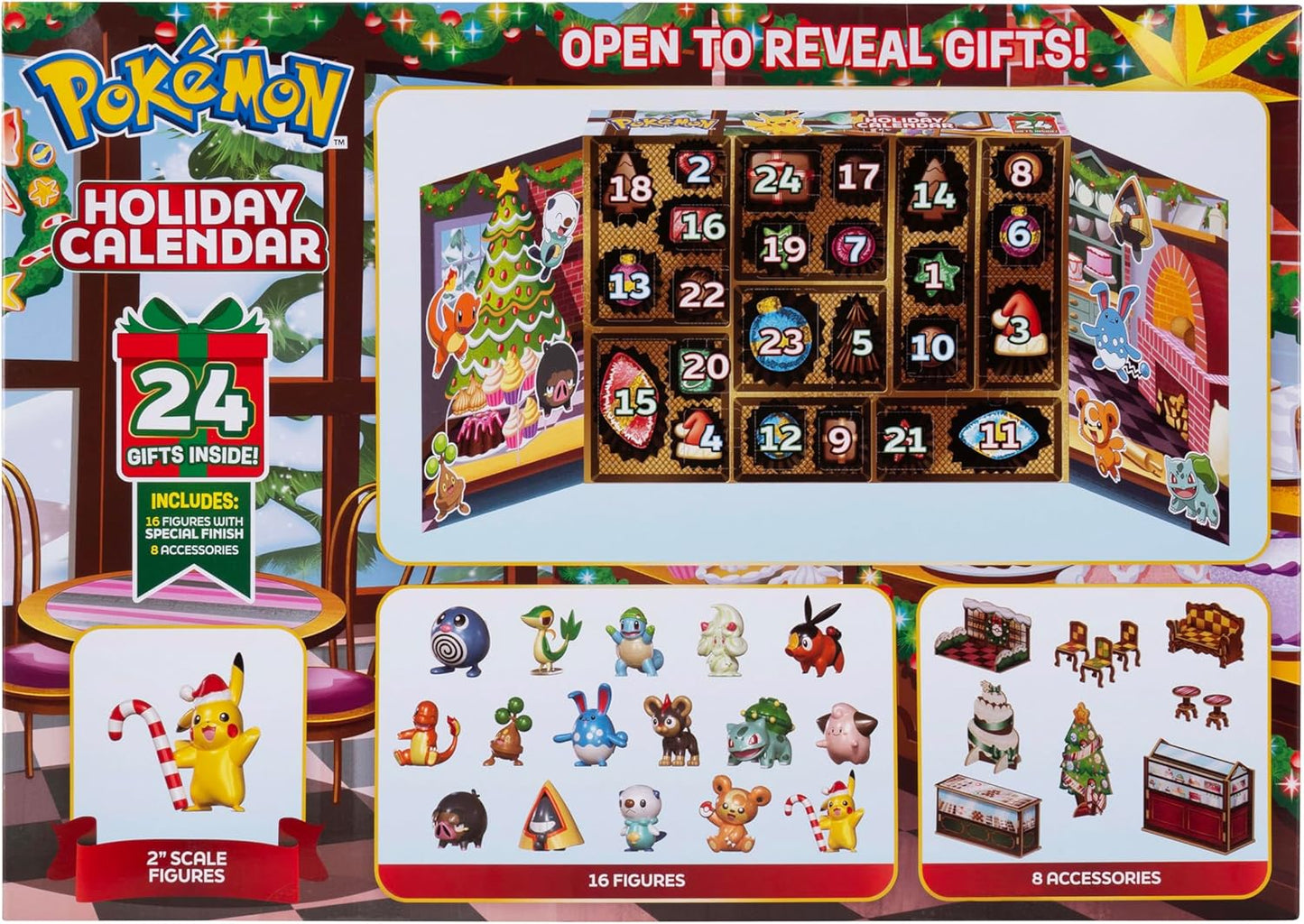Pokémon Calendario de Adviento con 16 Figuras de Batalla y 8 Accesorios