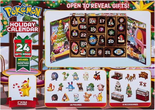 Pokémon Calendario de Adviento con 16 Figuras de Batalla y 8 Accesorios