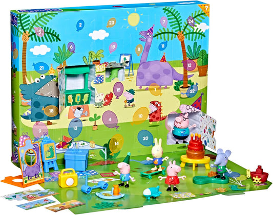 Hasbro - Peppa Pig Calendario de Adviento (George’s Party) con 24 Sorpresas, Figuras y Accesorios (Desde 3 años)