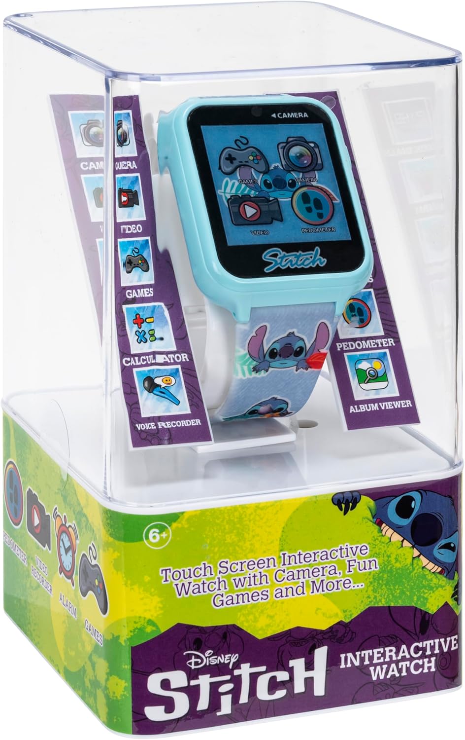 Disney Stitch – Reloj Inteligente para Niños con Pantalla Táctil, Cámara, Juegos, Podómetro y 10 Carátulas