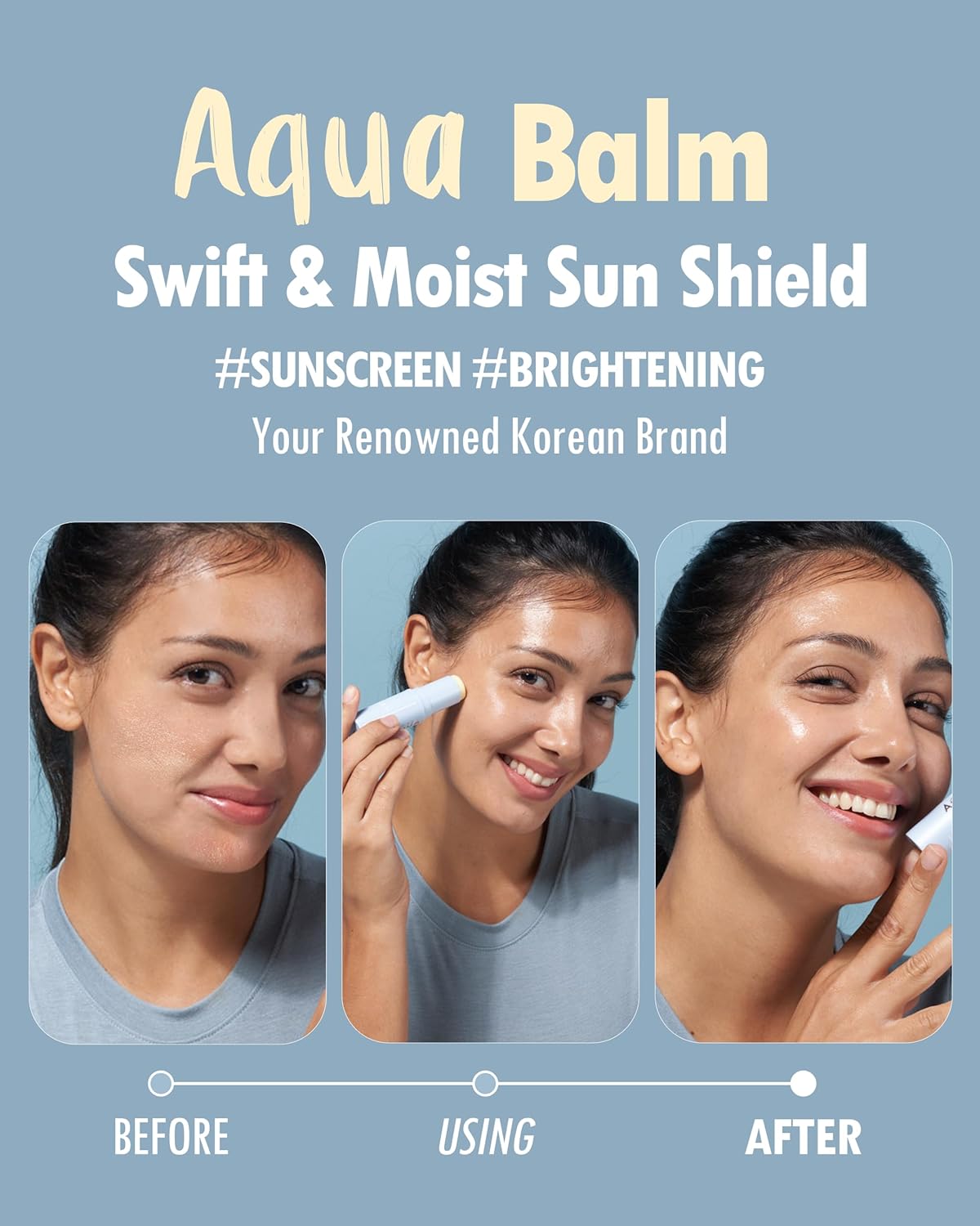 KAHI Aqua Balm Stick - Bálsamo Aqua Balm Stick hidratante ligero, protector solar, ilumina la piel (9ml)