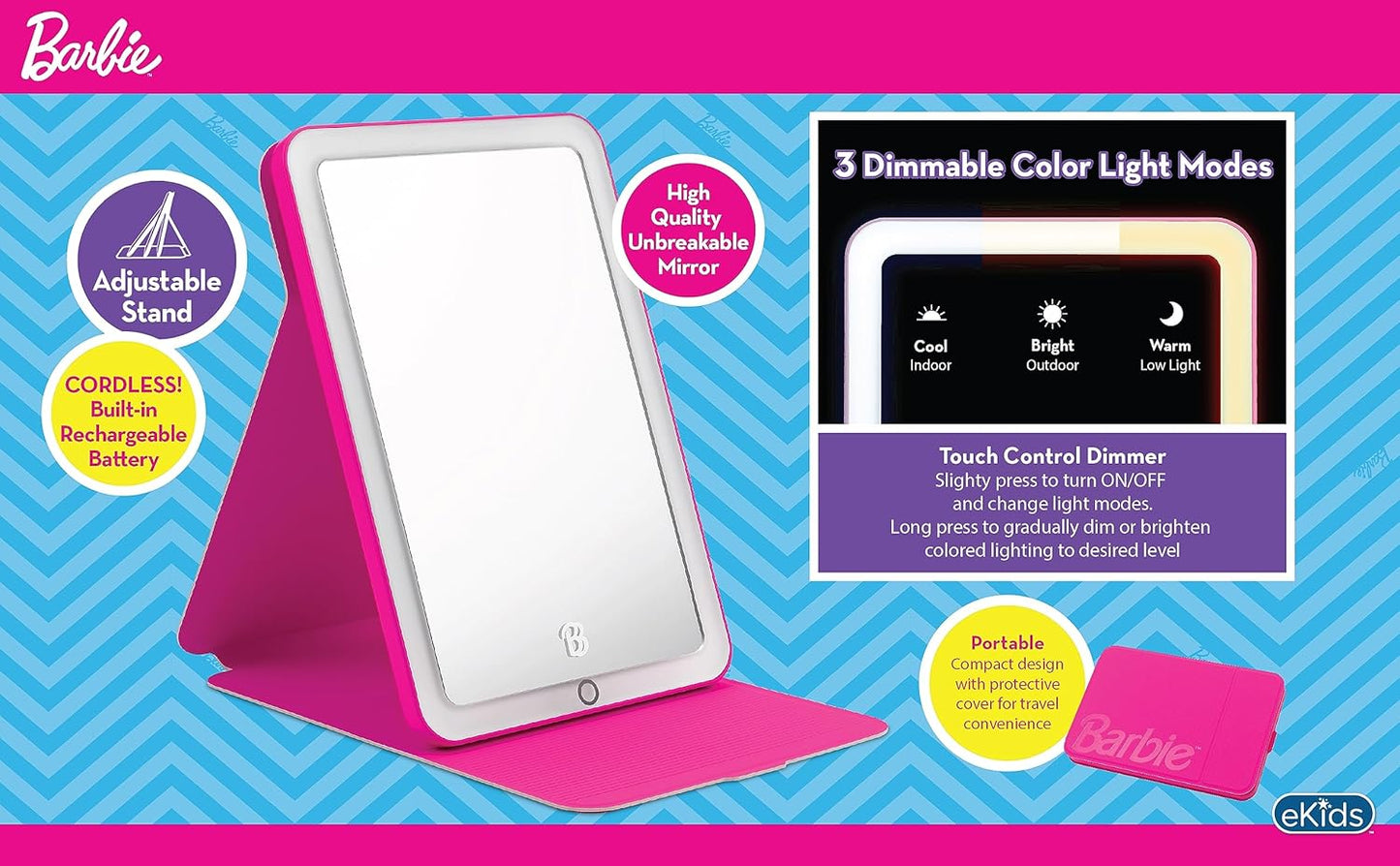 Espejo Barbie Portable C/ Luz, Batería Recargable C/ Soporte