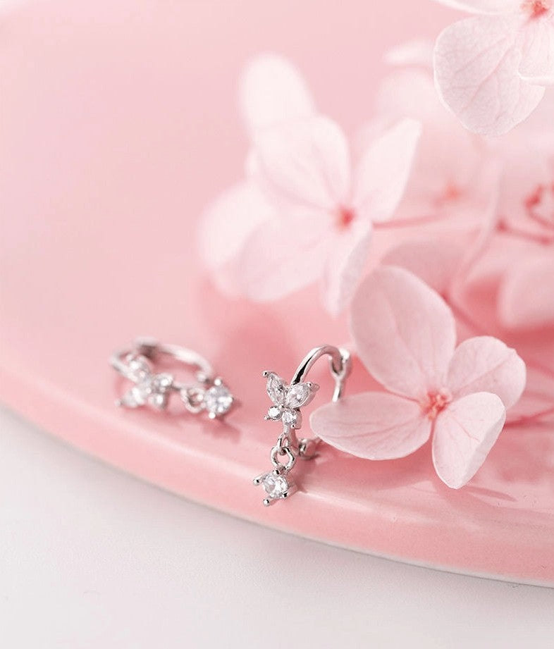Aretes de aro Mariposa Brillante (plata 925) [prt-73]