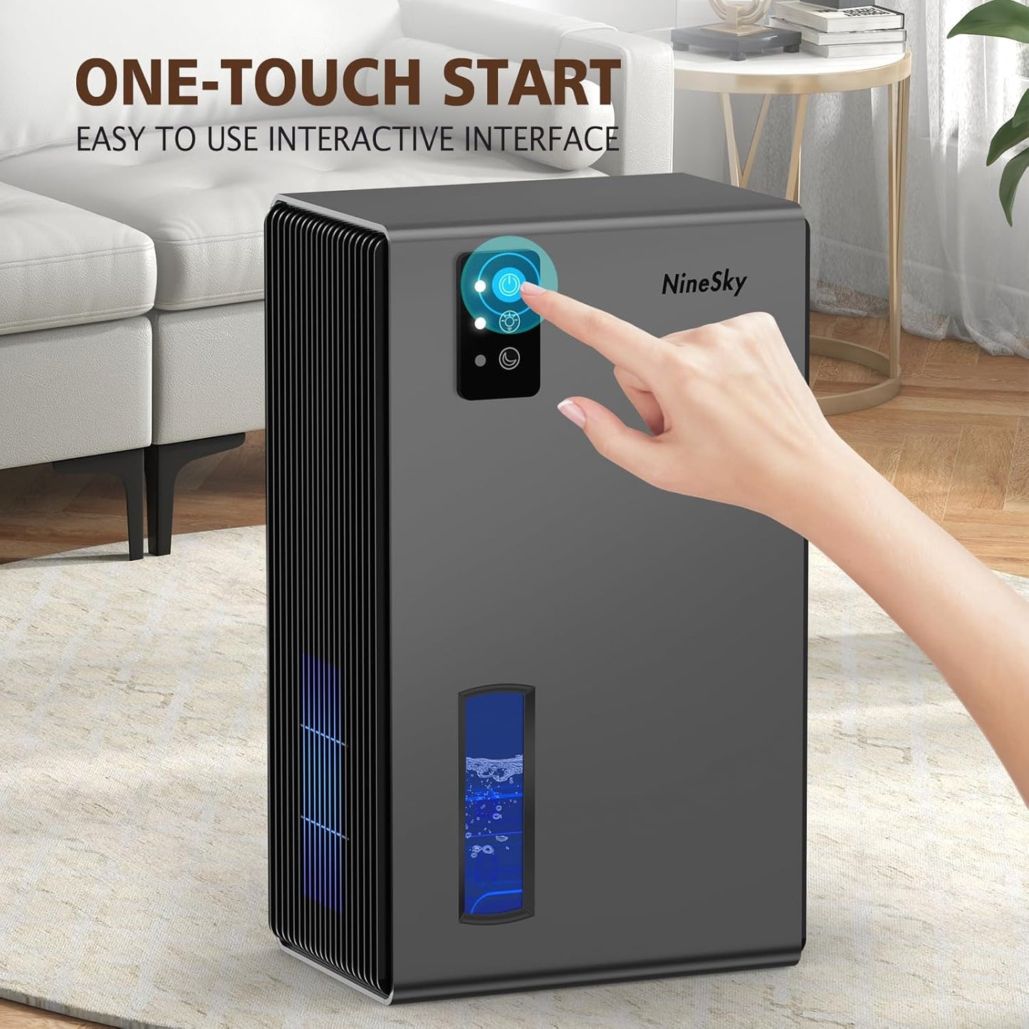 Deshumidificador Ninesky CT2 - Tanque de 2.8L (95oz), Cobertura 92 m², Apagado Automático [prt-139]