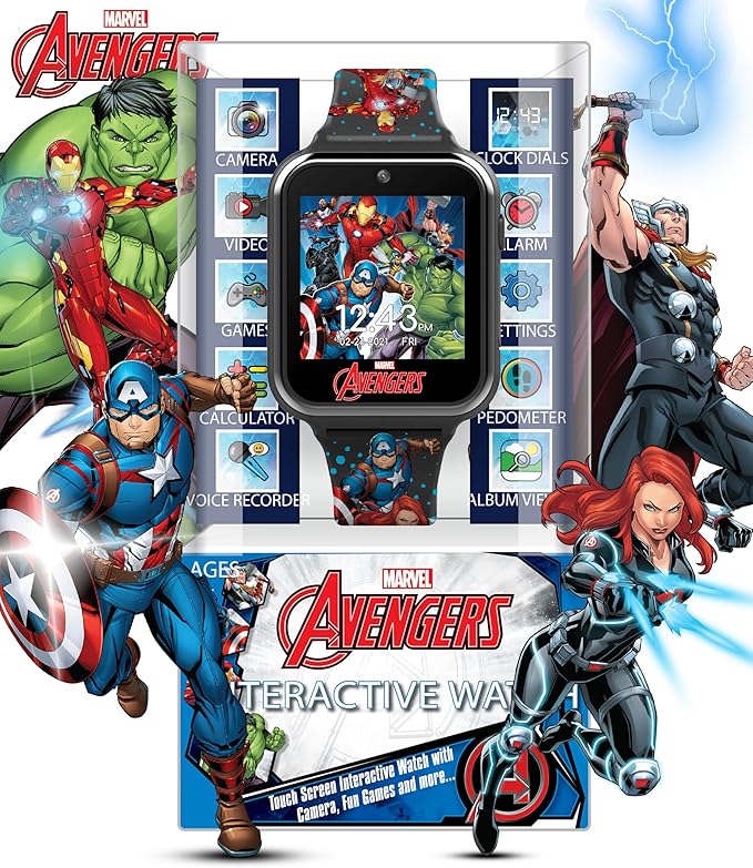 Marvel Avengers – Reloj Inteligente para Niños con Pantalla Táctil, Cámara, Juegos y Podómetro