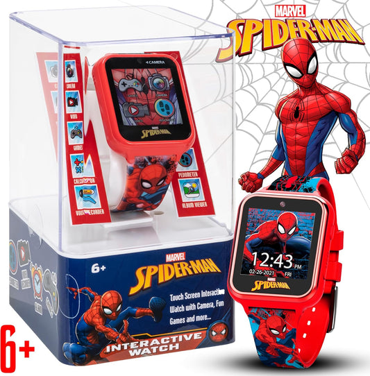 Marvel Spiderman – Reloj Inteligente para Niños con Pantalla Táctil, Cámara y Juegos