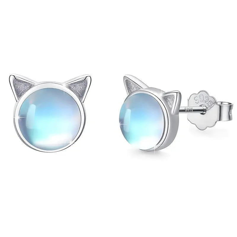 Aretes Gatito Lunar (plata 925) [prt-103]