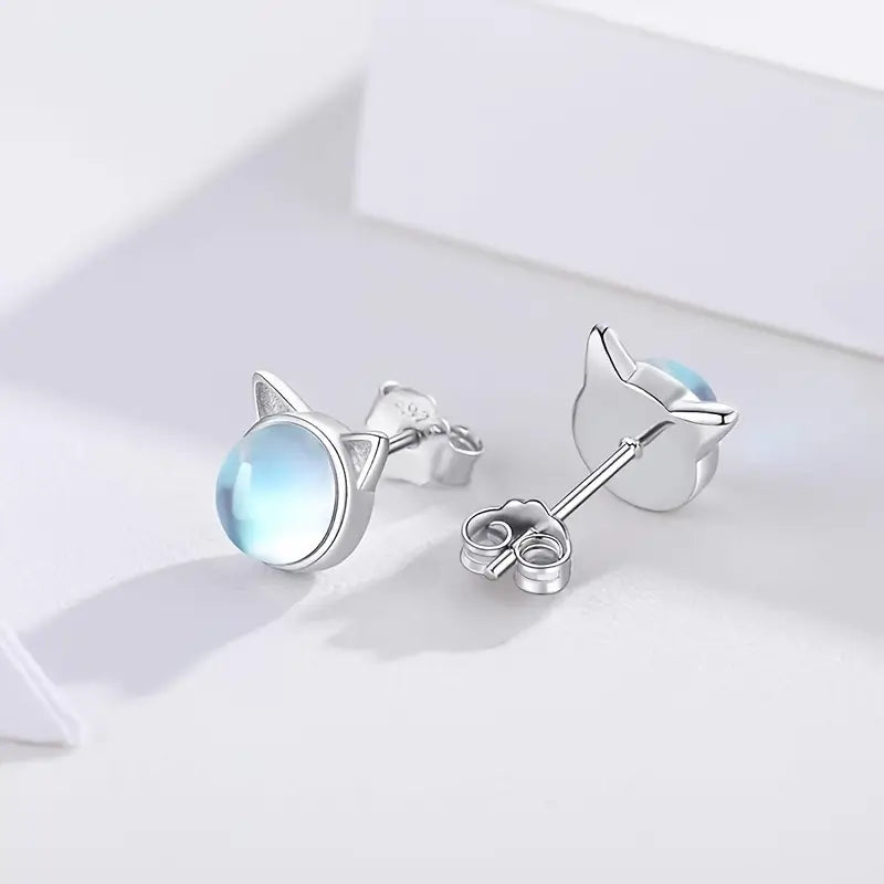 Aretes Gatito Lunar (plata 925) [prt-103]