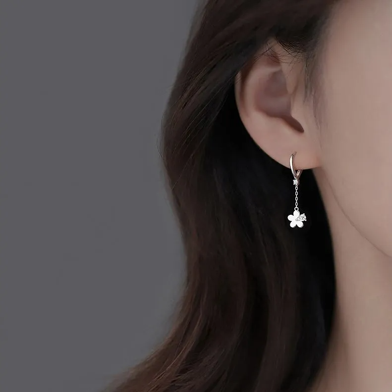Aretes Colgantes de Flor Silver Bloom (plata 925) [prt-85]
