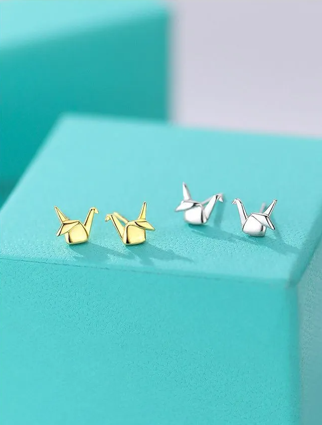 Aretes Grulla Origami (plata 925) [prt-86]
