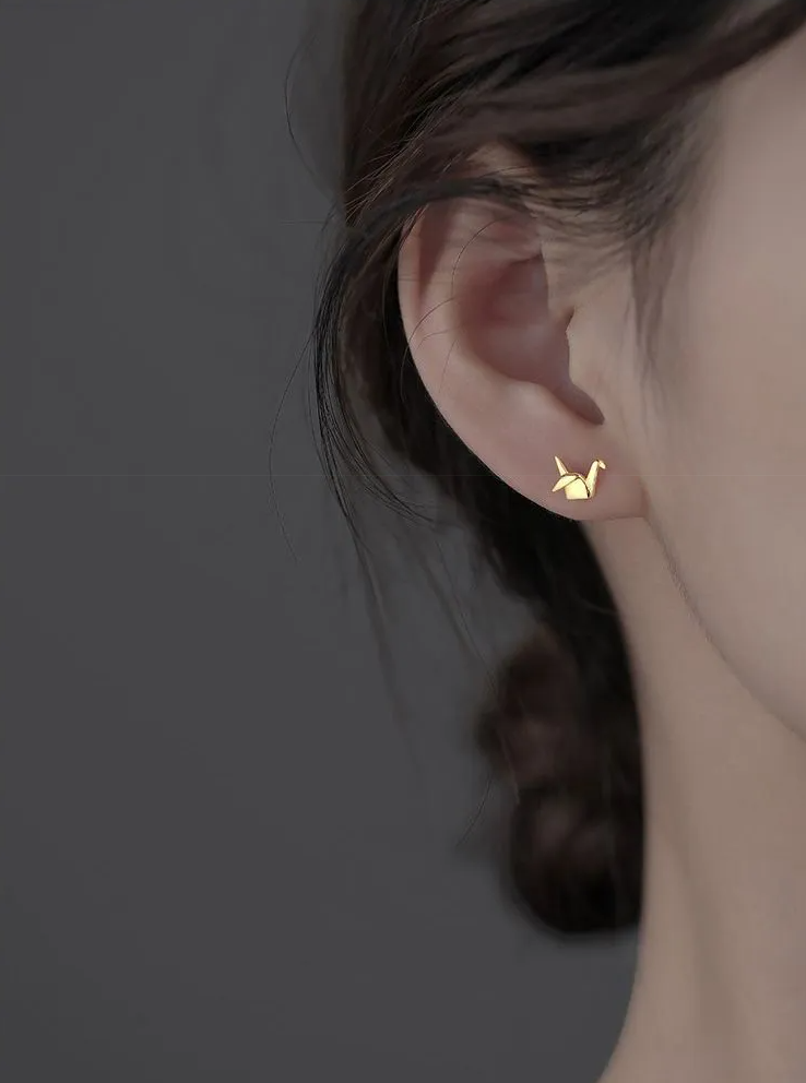 Aretes Grulla Origami (plata 925) [prt-86]