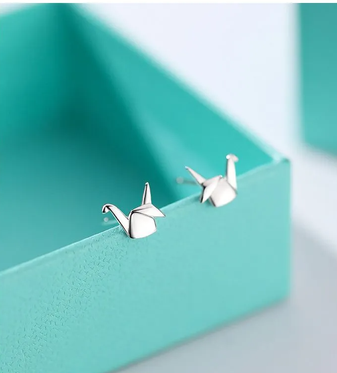 Aretes Grulla Origami (plata 925) [prt-86]