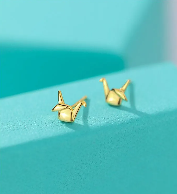Aretes Grulla Origami (plata 925) [prt-86]
