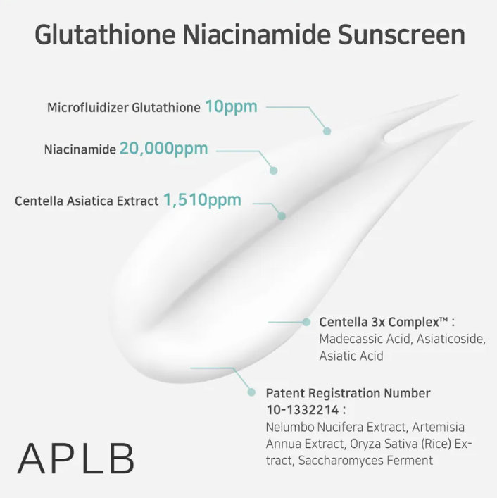 APLB Protector Solar con Glutatión y Niacinamida SPF50+ PA++++ [prt-245]