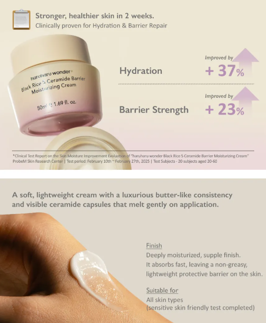 Haruharu Wonder Black Rice 5 Ceramide Barrier Moisturizing Cream – Crema Hidratante Vegana con Ceramidas [prt-247]