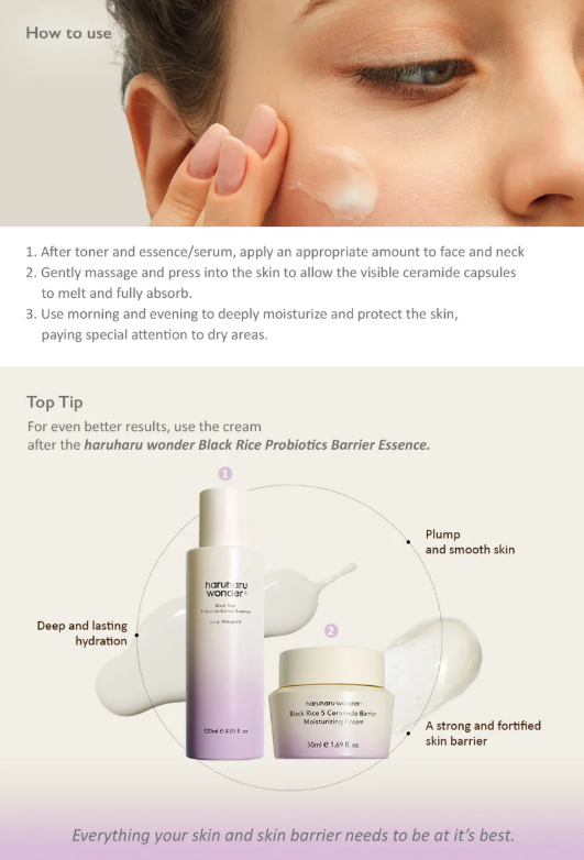 Haruharu Wonder Black Rice 5 Ceramide Barrier Moisturizing Cream – Crema Hidratante Vegana con Ceramidas [prt-247]