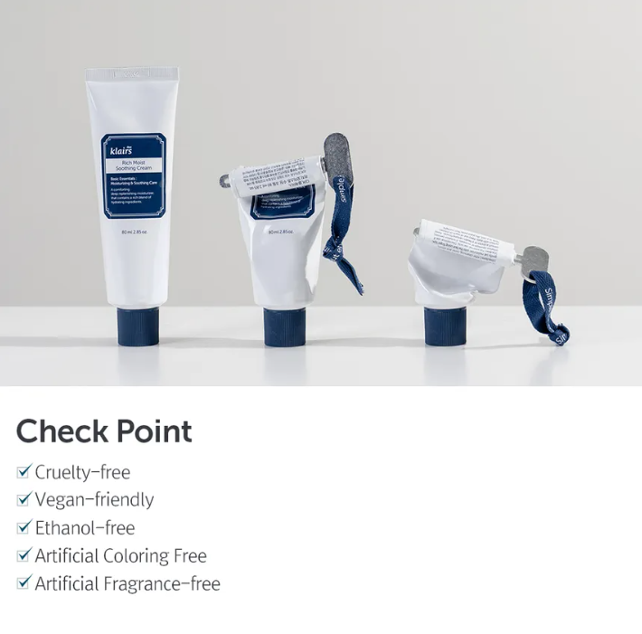 Dear, Klairs Rich Moist Soothing Cream JUMBO 80ml – Crema Calmante e Hidratante Renovada [prt-259]