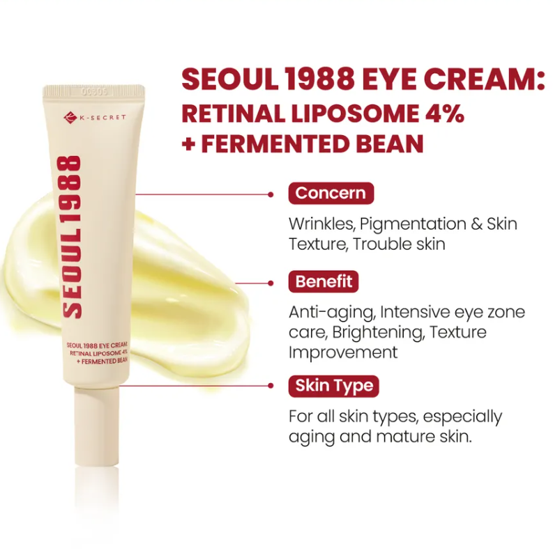 KSECRET – SEOUL 1988 Crema Contorno de Ojos Eye Cream (Retinal Liposome 4% + Fermented Bean)