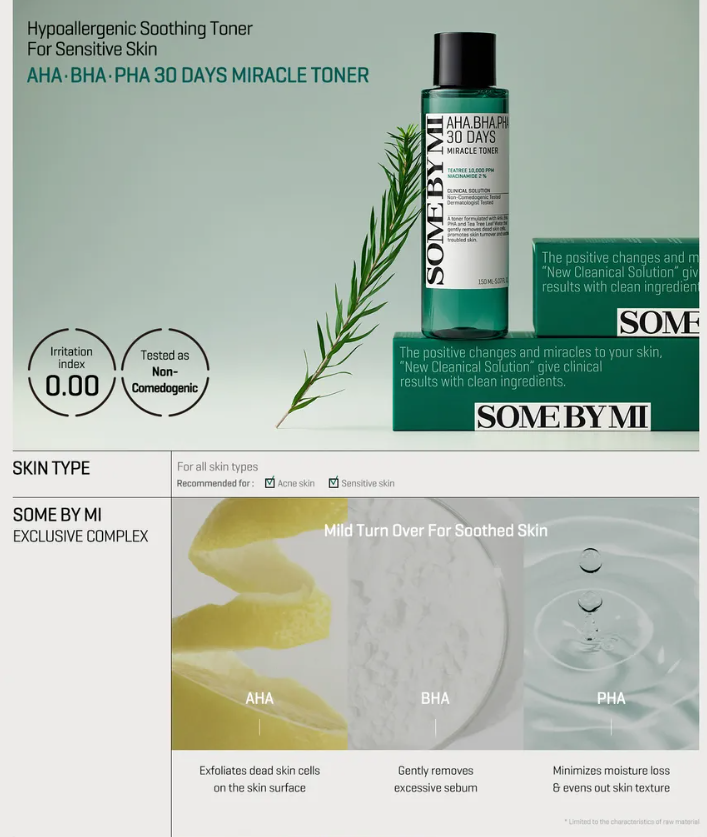 SOME BY MI – Tónico Facial AHA, BHA, PHA 30 Days Miracle Toner (150 ml)