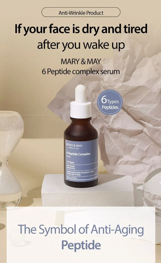 Mary&May – Sérum Facial 6 Peptide Complex | Firmeza, Hidratación y Anti-Edad