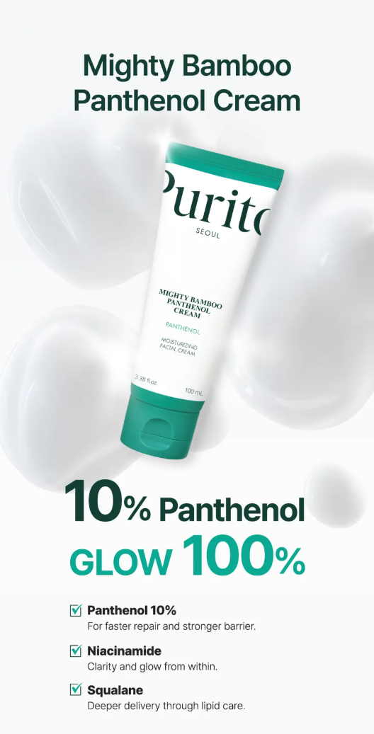 Purito SEOUL - Mighty Bamboo Panthenol Cream (100ml) – Crema hidratante calmante y reparadora de barrera