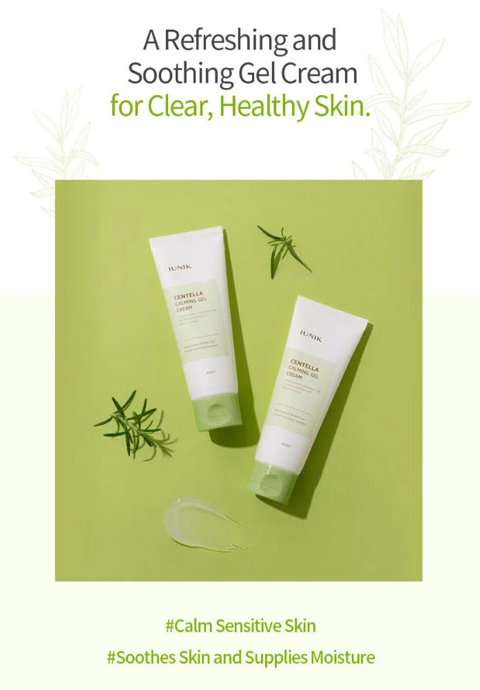 iUNIK Centella Calming Gel Cream (60ml) – Gel hidratante calmante para piel sensible y grasa