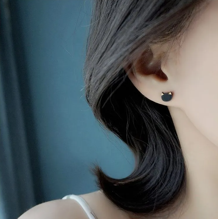Aretes Gato Negro (plata 925) [prt-83]