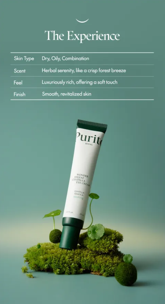 Purito SEOUL - Wonder Releaf Centella Eye Cream (30ml) – Contorno de ojos calmante con péptidos e hidratación profunda
