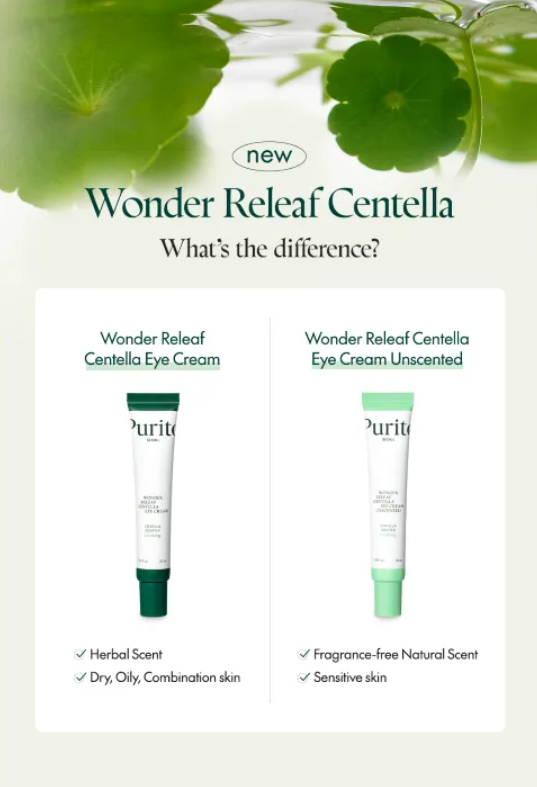Purito SEOUL - Wonder Releaf Centella Eye Cream (30ml) – Contorno de ojos calmante con péptidos e hidratación profunda