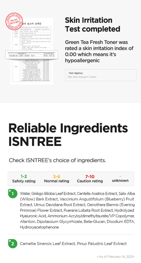 Isntree Green Tea Fresh Toner (200ml) – Tónico Hidratante Control Sebo para Piel Mixta a Grasa
