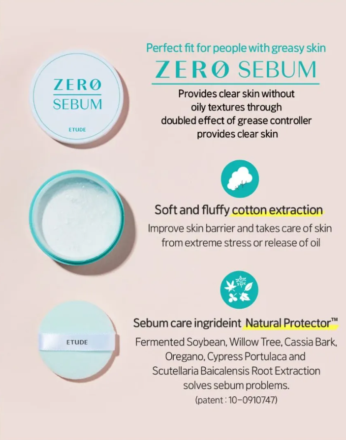 ETUDE Zero Sebum Drying Powder (4g) – Polvo Matificante Control Sebo